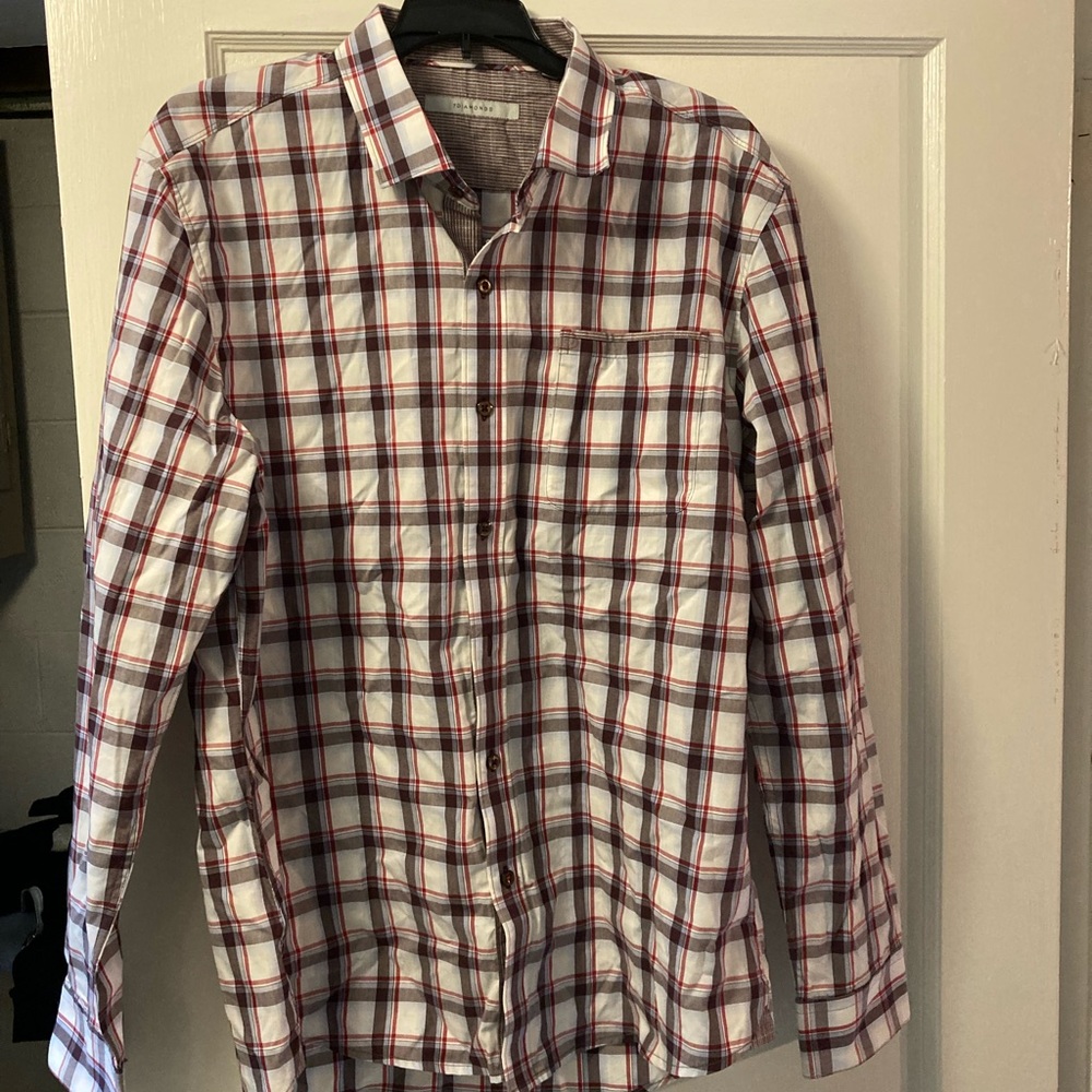 7 diamond long sleeve checkered button down XL